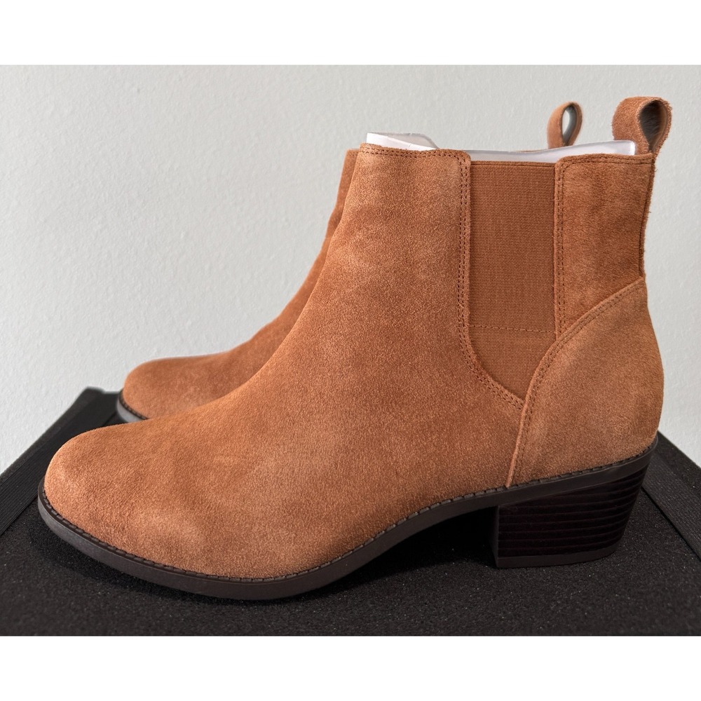 NEW Vionic Womens Roseland Water-Repellent Suede Ankle Boots Size 10M Toffee